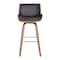 Armen Living Tyler 26" Counter Height Swivel Brown Faux Leather and Walnut Wood Bar Stool LCTYBABRWA26 - alternate 7